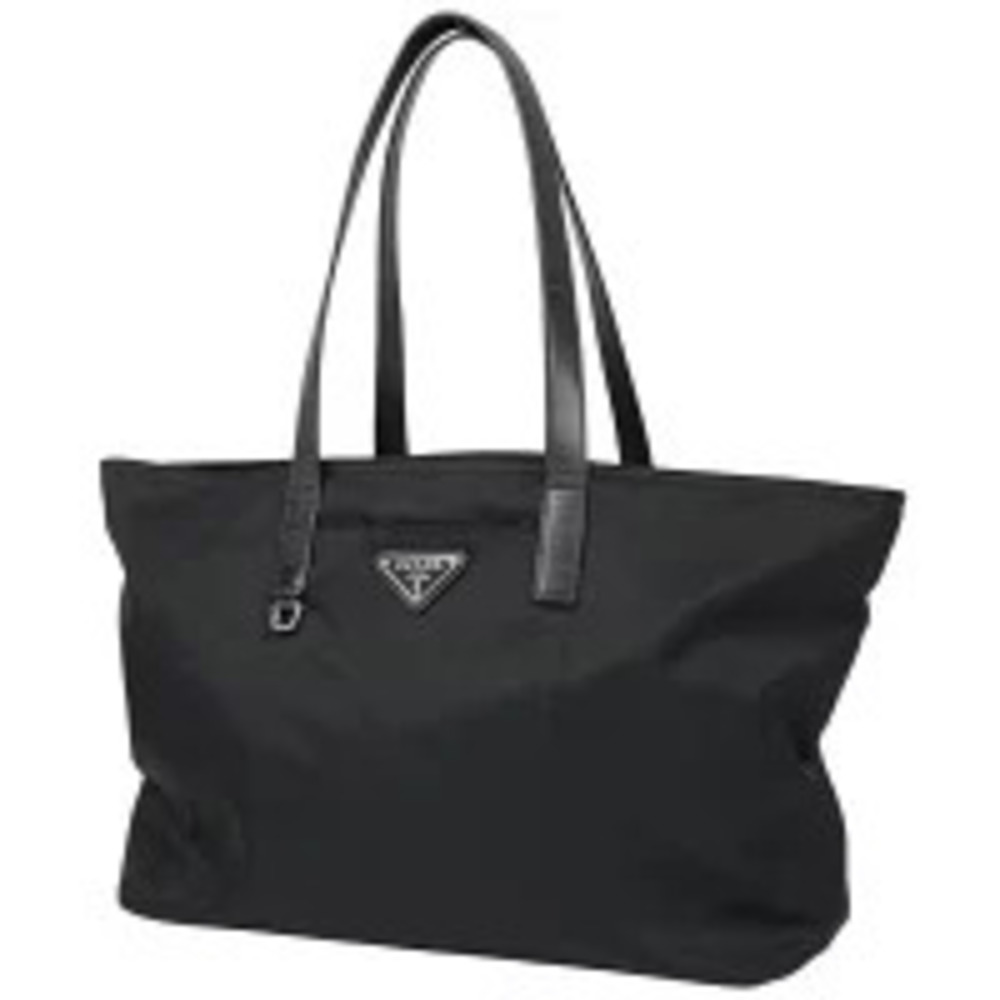 Prada Plate Tote Bag Handbag Nero Black